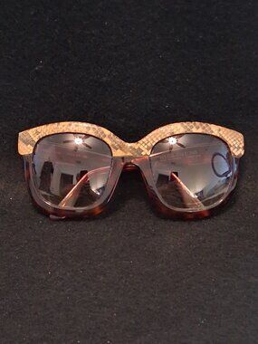 VTG Emmanuelle Khanh 5050 Genuine Snakeskin Tortoise Oversized Sunglasses France